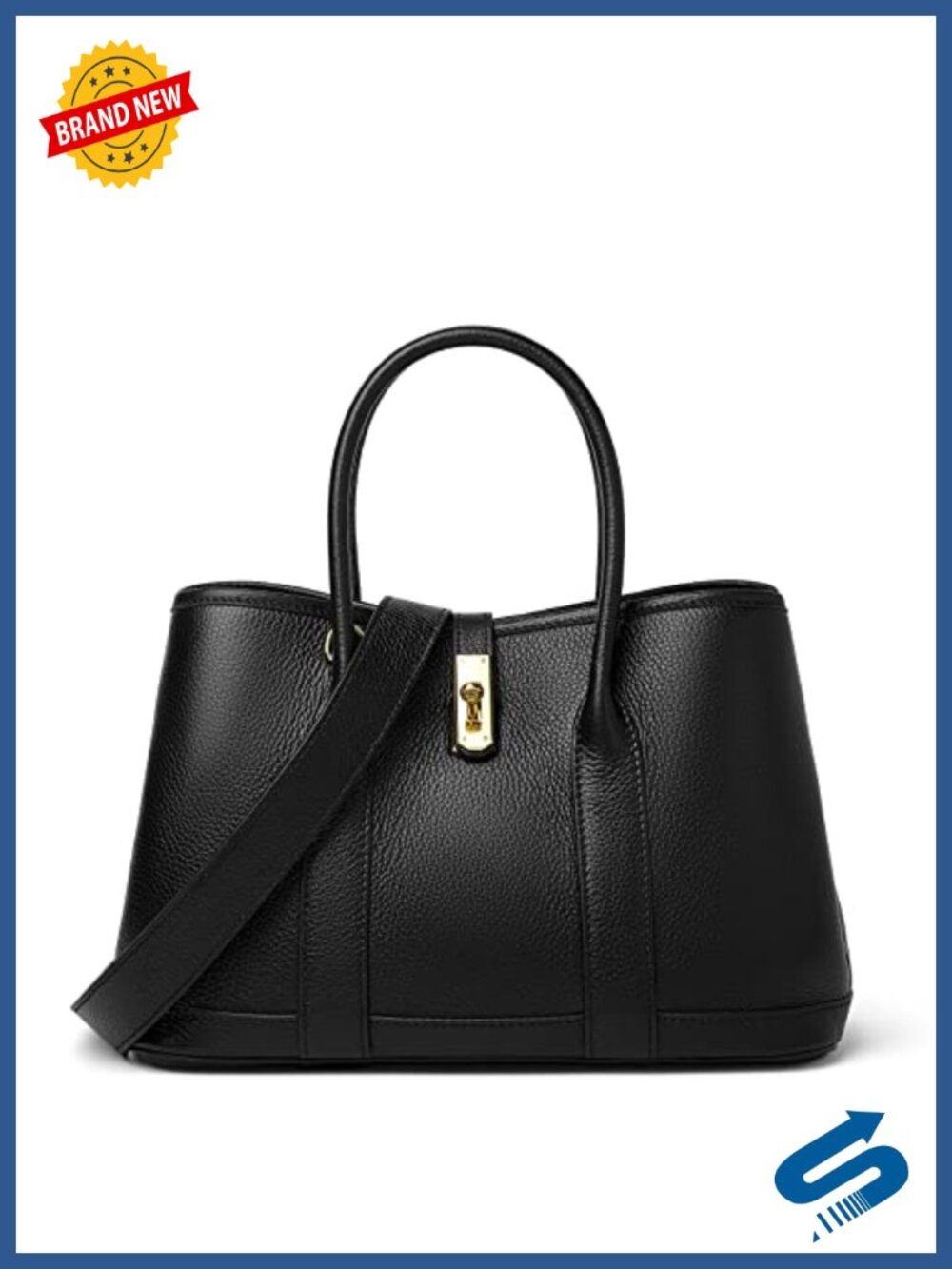 Full Grain Cowhide Pebble Leather Top Handle Satchel Tote Bag